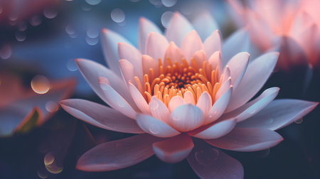 Beautiful waterlily or lotus flower blooming in pond.の素材