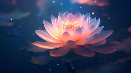 Lotus flower. Lotus flower blooming in the pond. Vector illustration.の素材