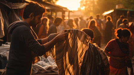 View of unknowns Nepali people attending a religious ceremony at the Pashupatinath temple in the morningの素材