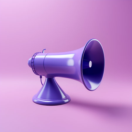 Megaphone on purple background. 3d illustration. Business concept.の素材