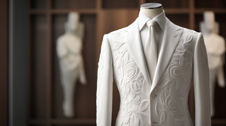 Wedding dress on a mannequin. 3d renderingの素材