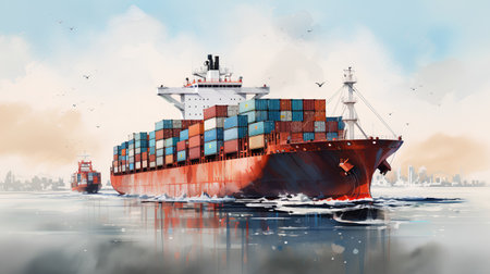 Large cargo ship sailing in the sea. Freight transportation concept.の素材