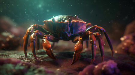 3D illustration of a small crab in the ocean. 3D renderingの素材