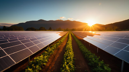 Solar panels, photovoltaic, alternative electricity source - concept of sustainable resourcesの素材