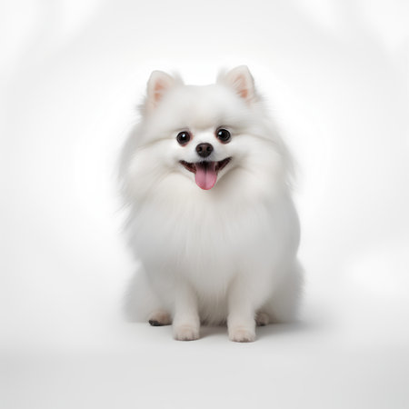 Pomeranian Spitz dog isolated on white background with clipping pathの素材