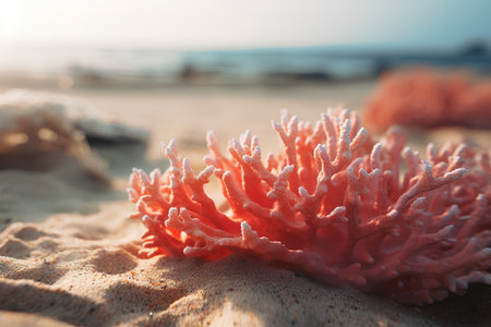 Soft coral on the beach at sunset. Beautiful nature background. Selective focus.の素材