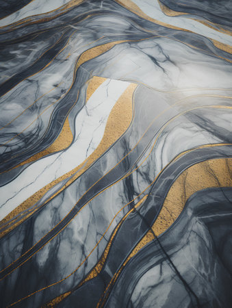 Marble patterned background. Abstract marbling artwork texture. Agate ripple pattern. Gold powder.の素材