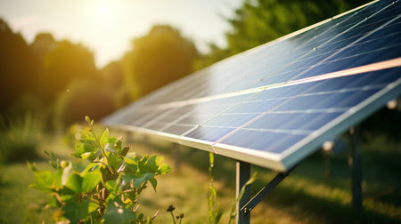 Solar panels, photovoltaic, alternative electricity source - selective focus, copy spaceの素材