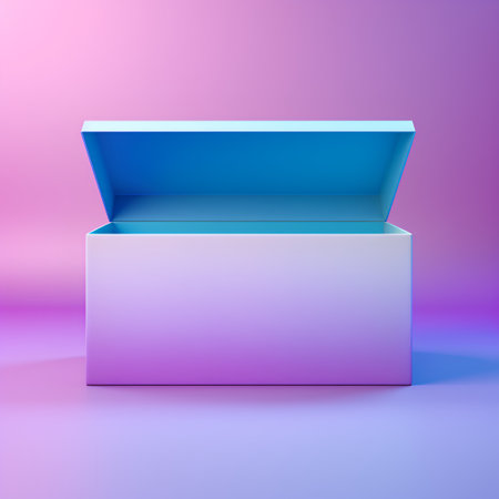 3d render of a blue and pink box on a purple backgroundの素材