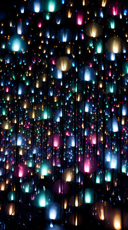 Abstract image of a lot of colorful lanterns in the night.の素材