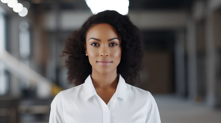 Portrait of a beautiful african american businesswoman in officeの素材