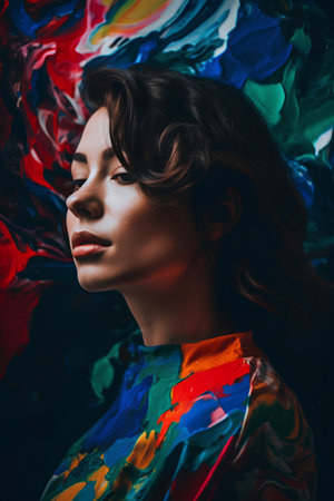 Portrait of a beautiful young woman with creative make-up.の素材