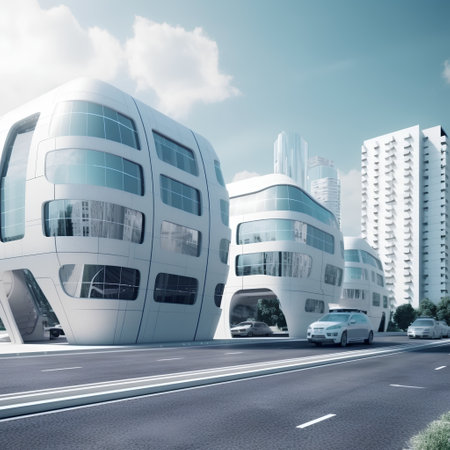 modern office buildings in shanghai,china.blue tonedの素材