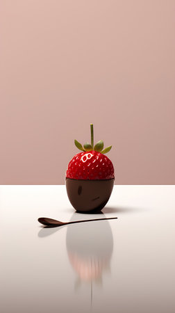 Strawberry in chocolate on a white background. 3d renderingの素材