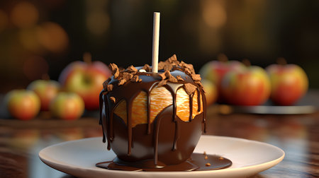 Caramelized orange in chocolate, 3d rendering. Computer digital drawing.の素材