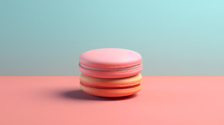 Colorful macaroon on pastel background. 3d renderの素材