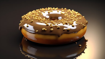 3d render of glazed donut with sprinkles on black backgroundの素材