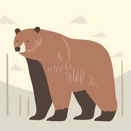 Brown bear on a white background. Vector illustration in flat style.の素材