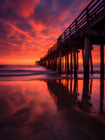 Sunset on the beach in San Diego, California, USA.の素材