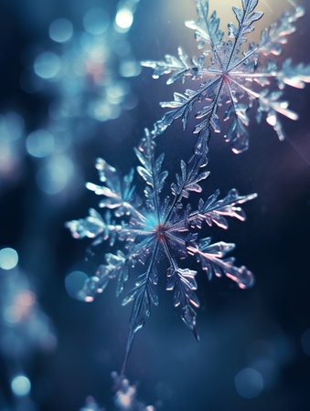 Beautiful snowflakes on a blue background. Christmas background.の素材