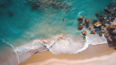 Aerial view of a beautiful beach in Costa Paradiso, Sardiniaの素材
