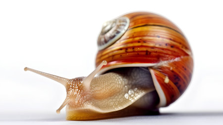 Snail isolated on white background. Close up of a snail.の素材