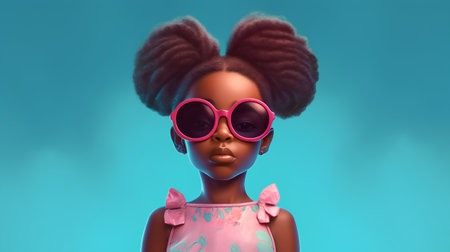 Portrait of a beautiful african american woman wearing sunglasses. 3d renderingの素材