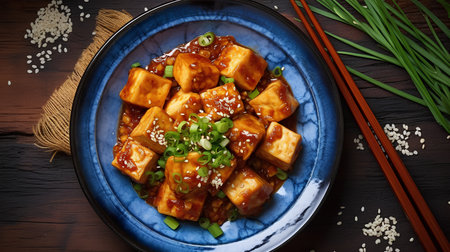 Stir-fried Tofu in sweet and sour sauce with sesame seedsの素材