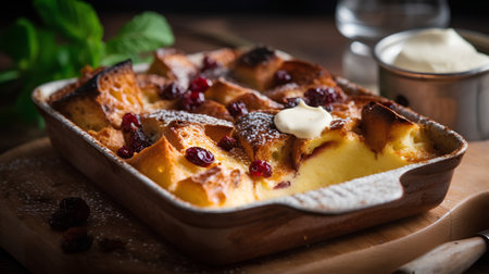 Cottage cheese casserole with raisins and sour creamの素材