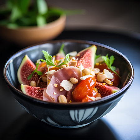 Salad with figs, prosciutto ham and pine nutsの素材