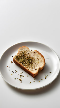 Slices of bread on a plate isolated on white background.の素材