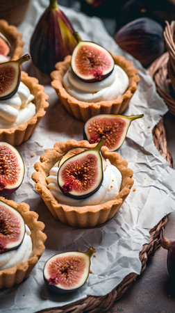 Tartlets with figs and ricotta cheese, square formatの素材