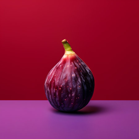 Fresh fig fruit on a purple background. Copy space. Minimal concept.の素材