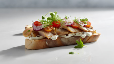 Sandwiches with salted herring, cherry tomatoes and microgreensの素材