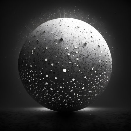 3d rendering of abstract planet in dark space with lights on itの素材