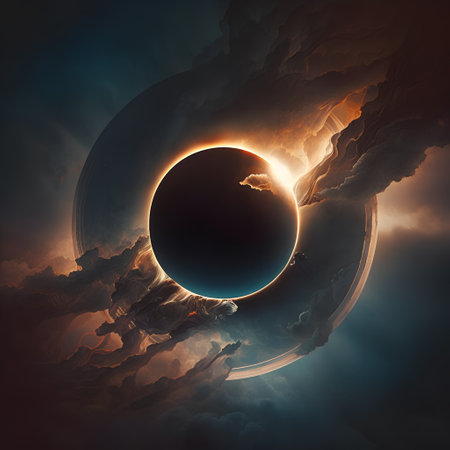 Fantasy planet with sun. 3d illustration. Elements of this image furnished by NASAの素材