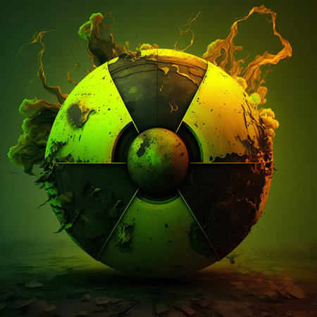 3d illustration of nuclear bomb over grunge background with space for textの素材