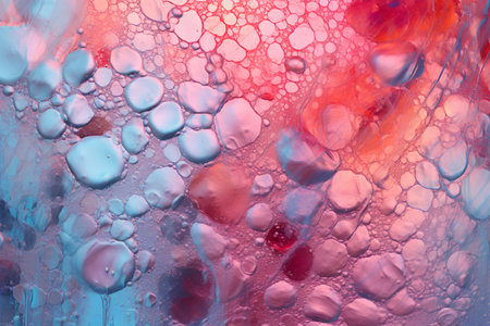 Colorful abstract background with oil drops. Oil bubbles in water.の素材