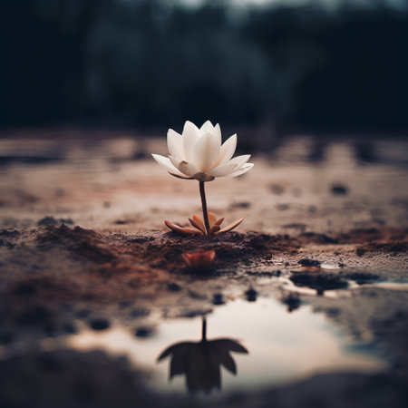 Beautiful lotus flower in the pond. Vintage style photo.の素材
