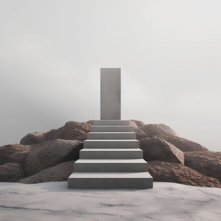 staircase to the top of the mountain. 3d renderの素材