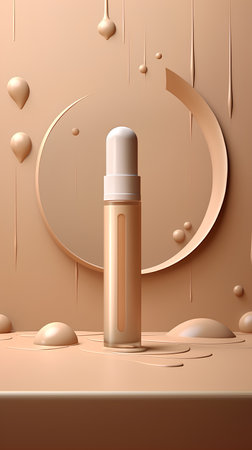 Cosmetic cream bottle on a brown background. 3d rendering.の素材