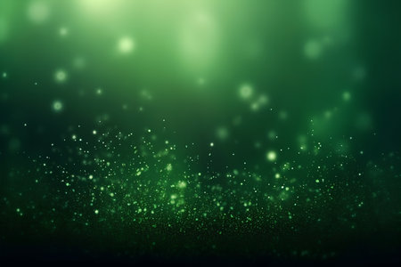 abstract green background with bokeh effect and glittering starsの素材