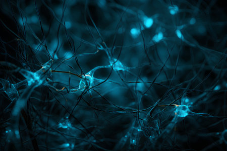 3d rendering of neuron cells in brain, computer generated abstract backgroundの素材