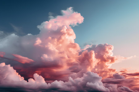 colorful dramatic sky with cloud at sunset. 3d render illustrationの素材