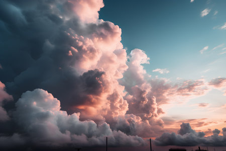 colorful dramatic sky with cloud at sunset.Sky background with cloudsの素材