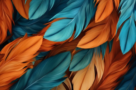 Seamless texture of multicolored feathers, vector illustration.の素材