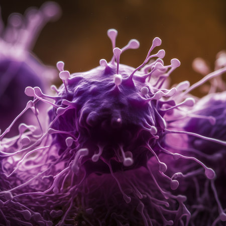 3D illustration of a virus or bacteria, cell infected organism.の素材