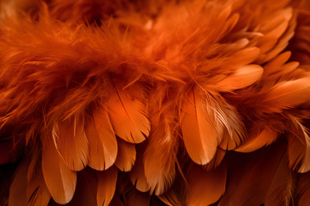 Close-up of orange feathers as a background. Macro shot.の素材