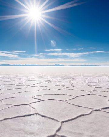 Salt desert at sunset, Salar de Uyuni, Boliviaの素材