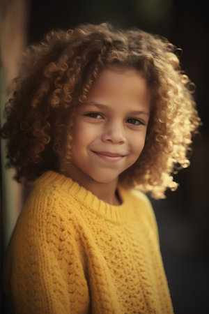 Portrait of a cute african american little girl with curly hairの素材